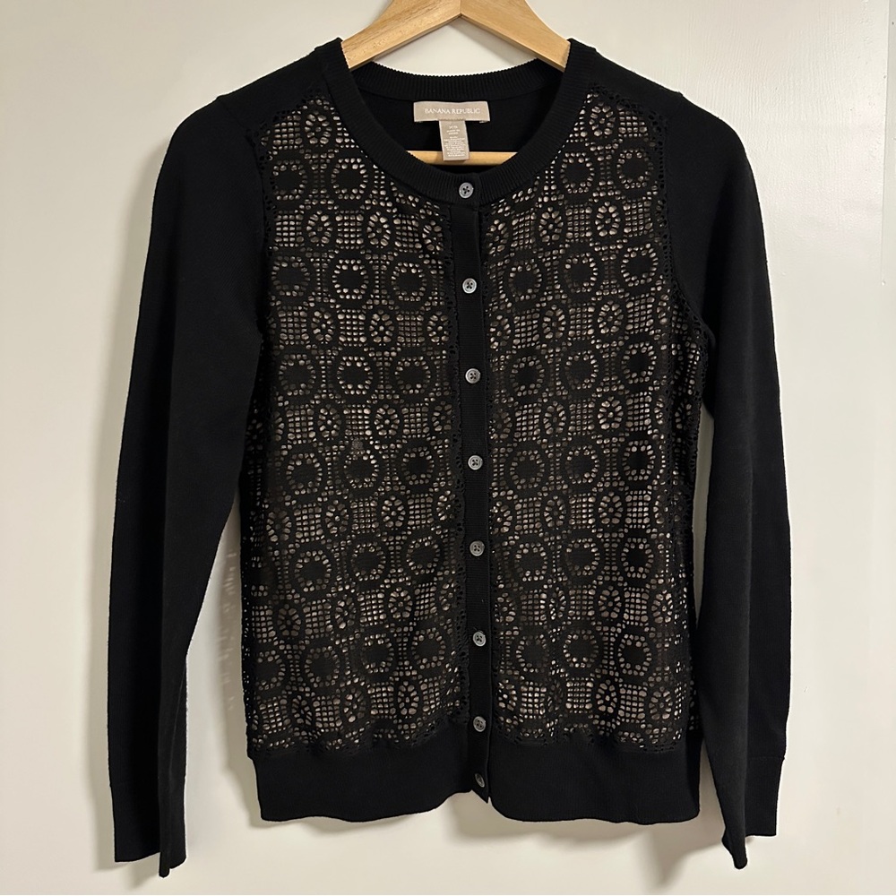 Banana Republic Black Crochet Cardigan